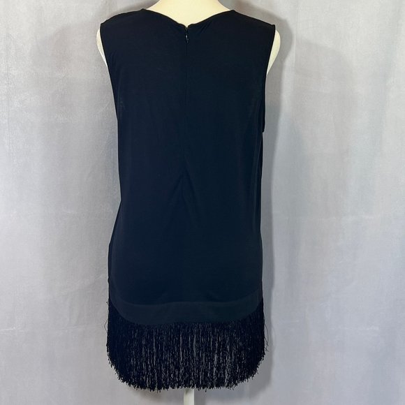 J. Crew Black Sleeveless Fringe hem Tank Top Size Small - Picture 6 of 11
